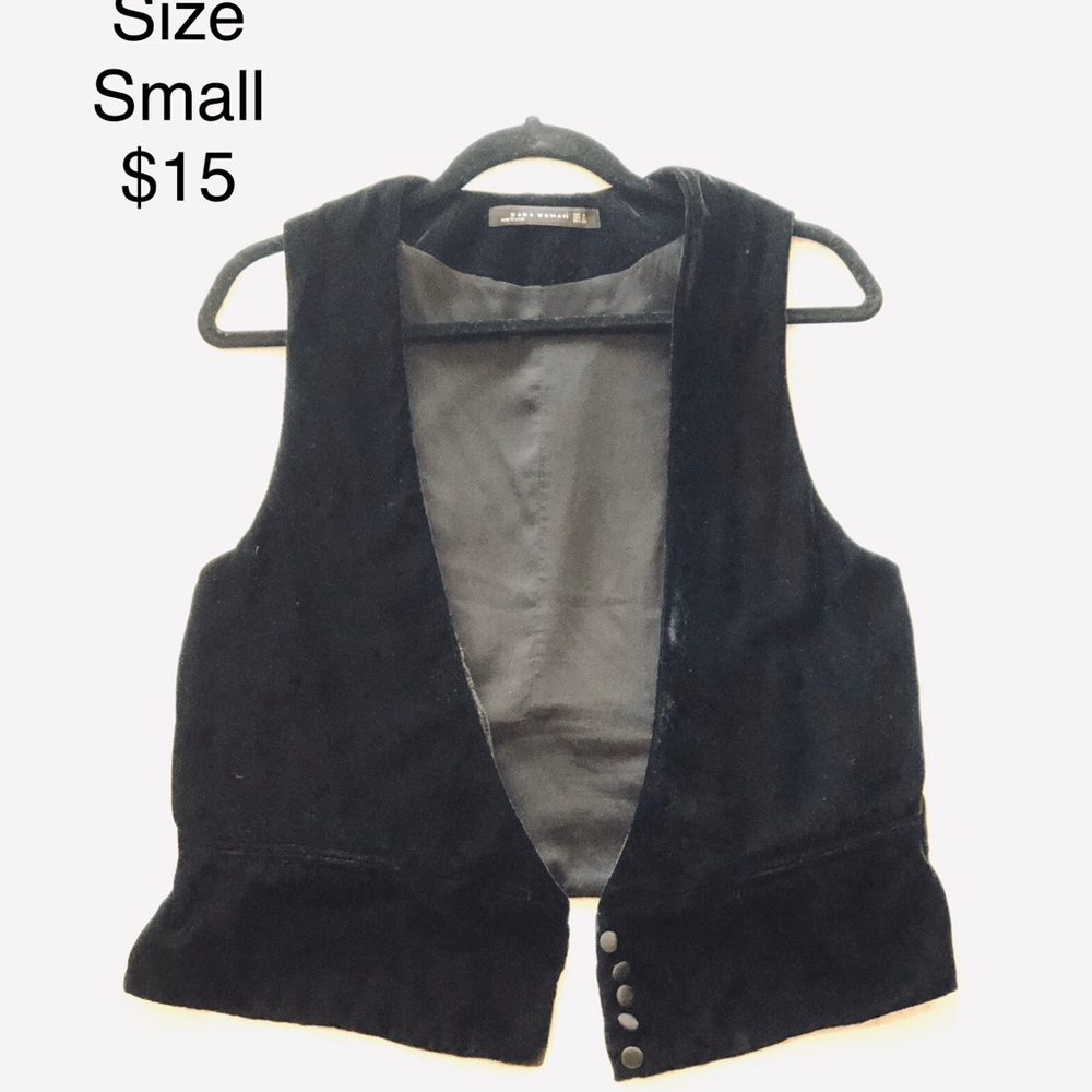 Zara black velvet vest